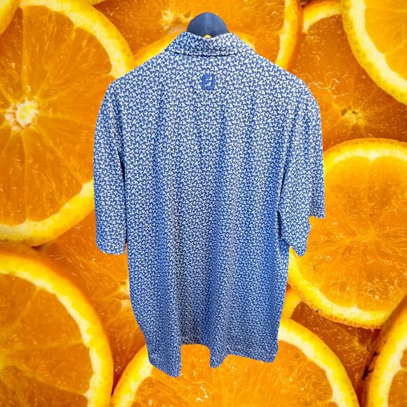 FootJoy Men's Blue Floral Print Fox Hollow Golf Club Polo Shirt Size‎ L - Picture 3 of 10